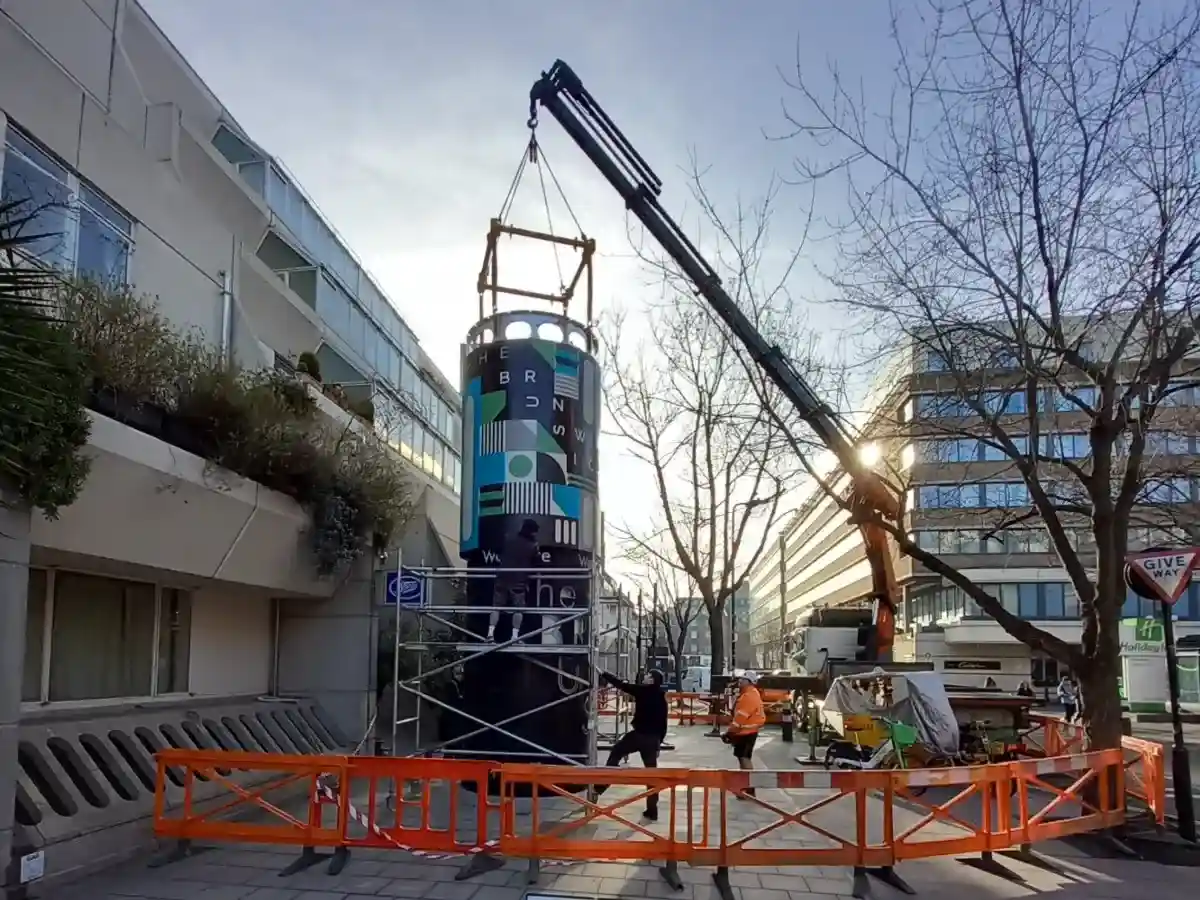 Cylindrical Signage at London Shopping Centre