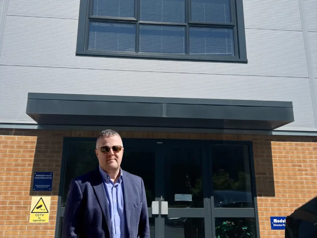Malcolm Peacock Outside Modulift Offices
